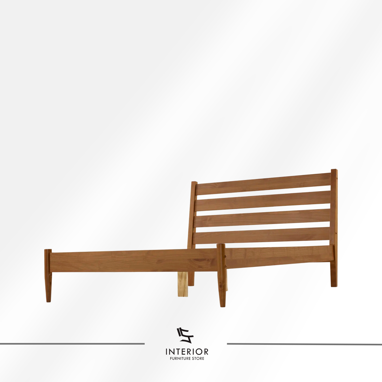 Mahadipa modern wooden bed frame with slatted headboard and solid wood construction