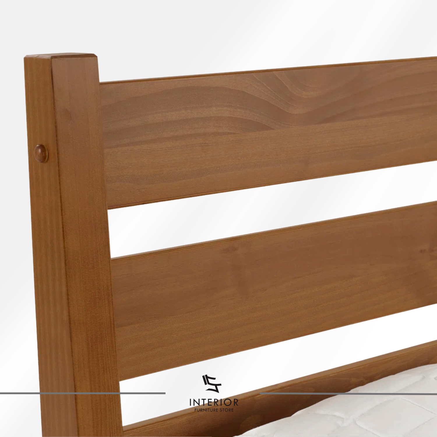 Mahadipa modern wooden bed frame with slatted headboard and solid wood construction