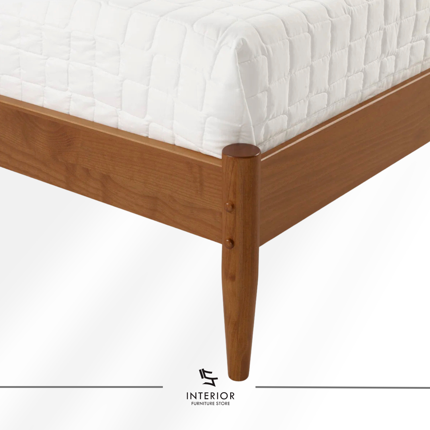 Mahadipa modern wooden bed frame with slatted headboard and solid wood construction