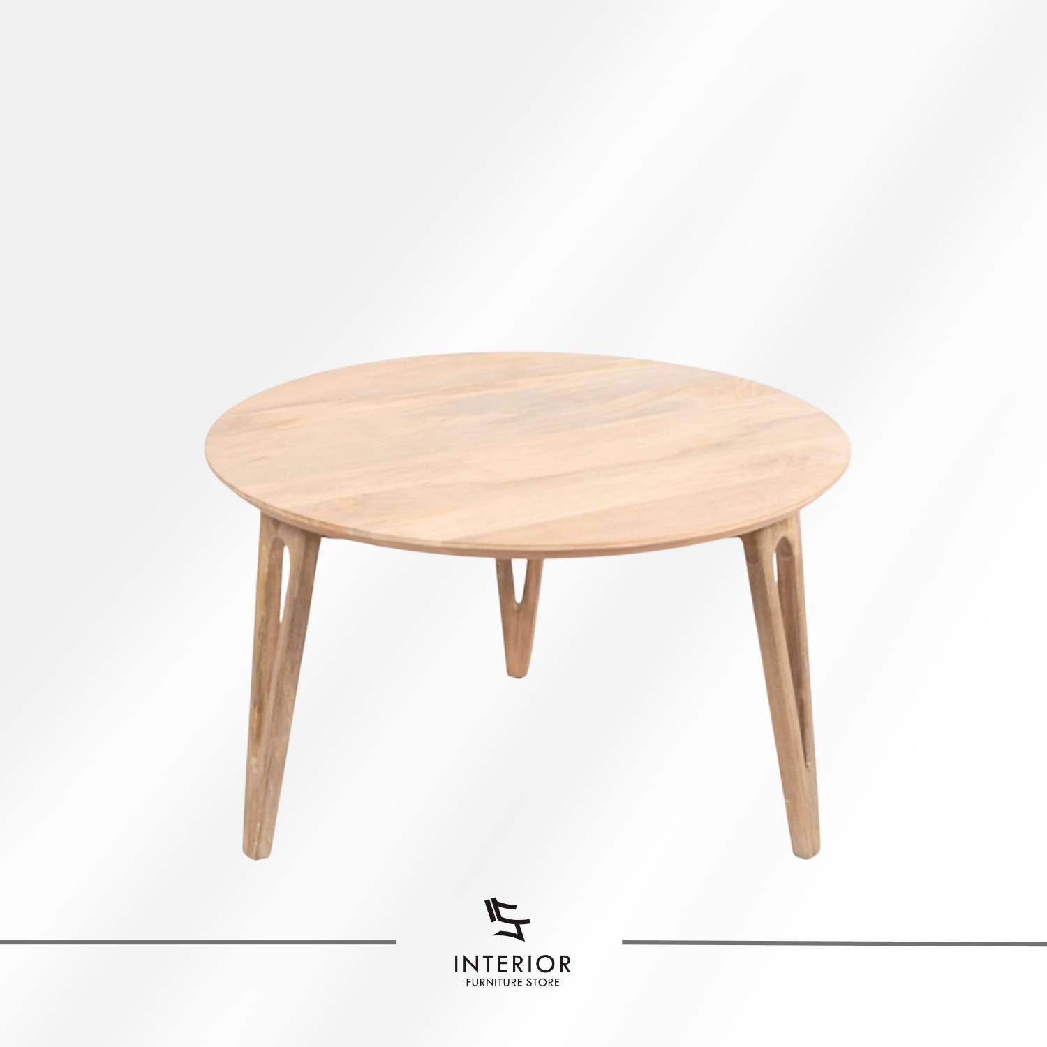 Maruni modern round wooden coffee table with tapered solid wood legs