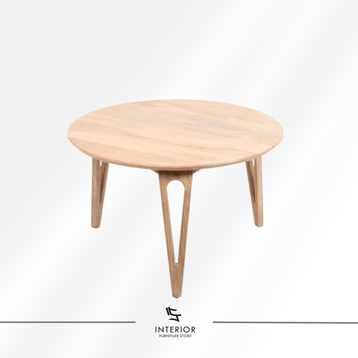 Maruni modern round wooden coffee table with tapered solid wood legs
