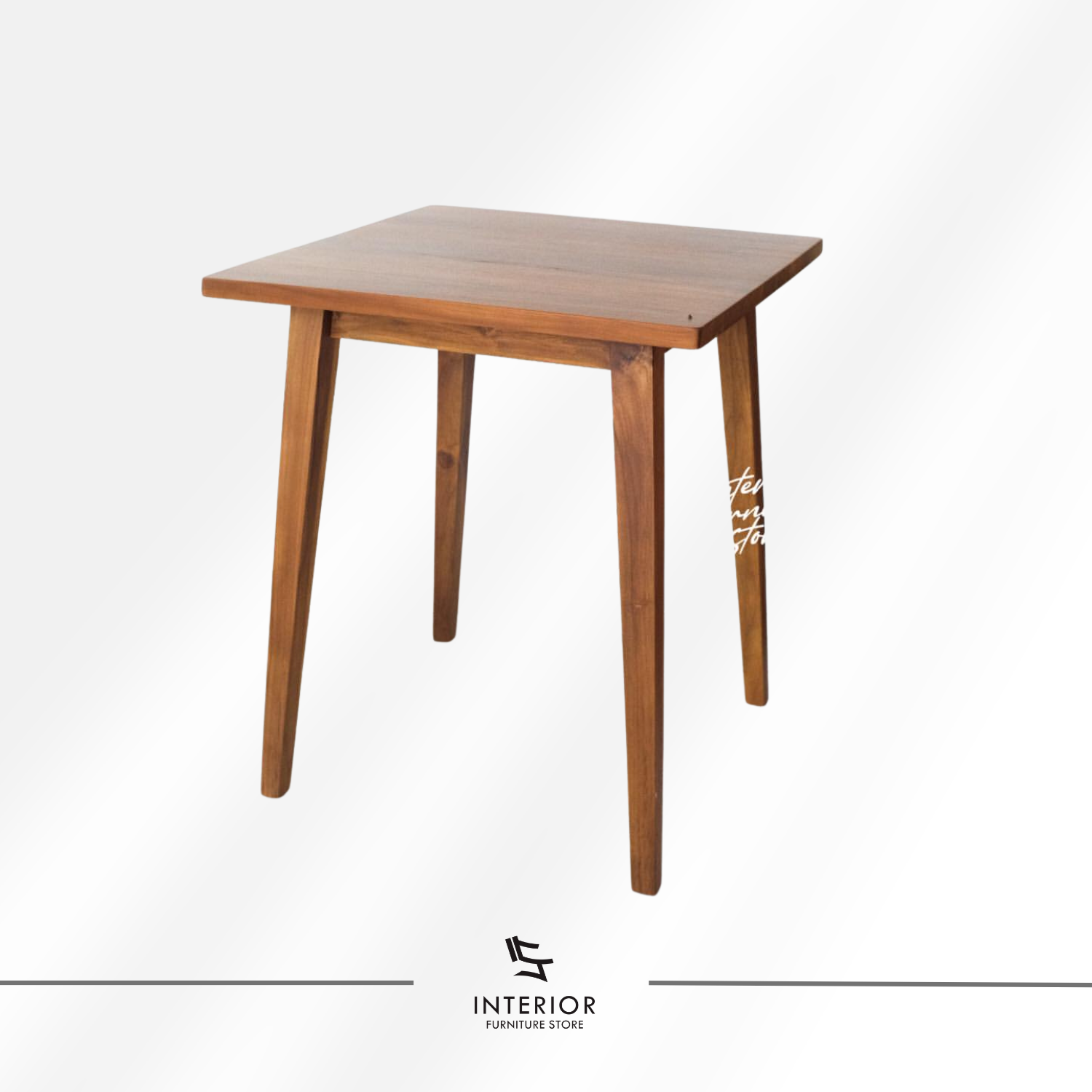 Pranata square dining table crafted from solid teak wood with a minimalist design