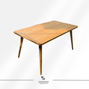 Sanggara wooden dining table with rectangular top and rounded corners