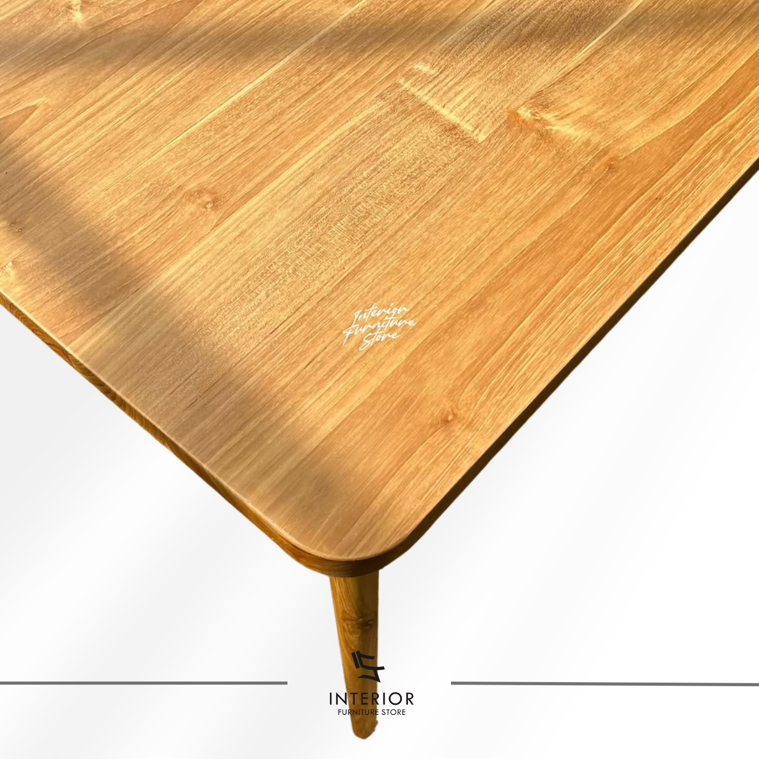 Sanggara wooden dining table with rectangular top and rounded corners