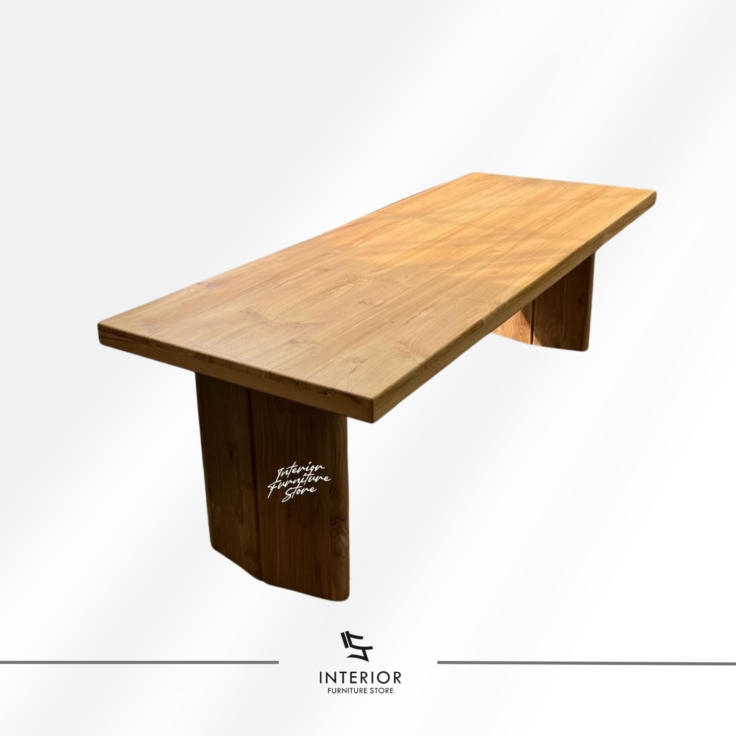 Teaksaka pedestal dining table with solid wood rectangular tabletop