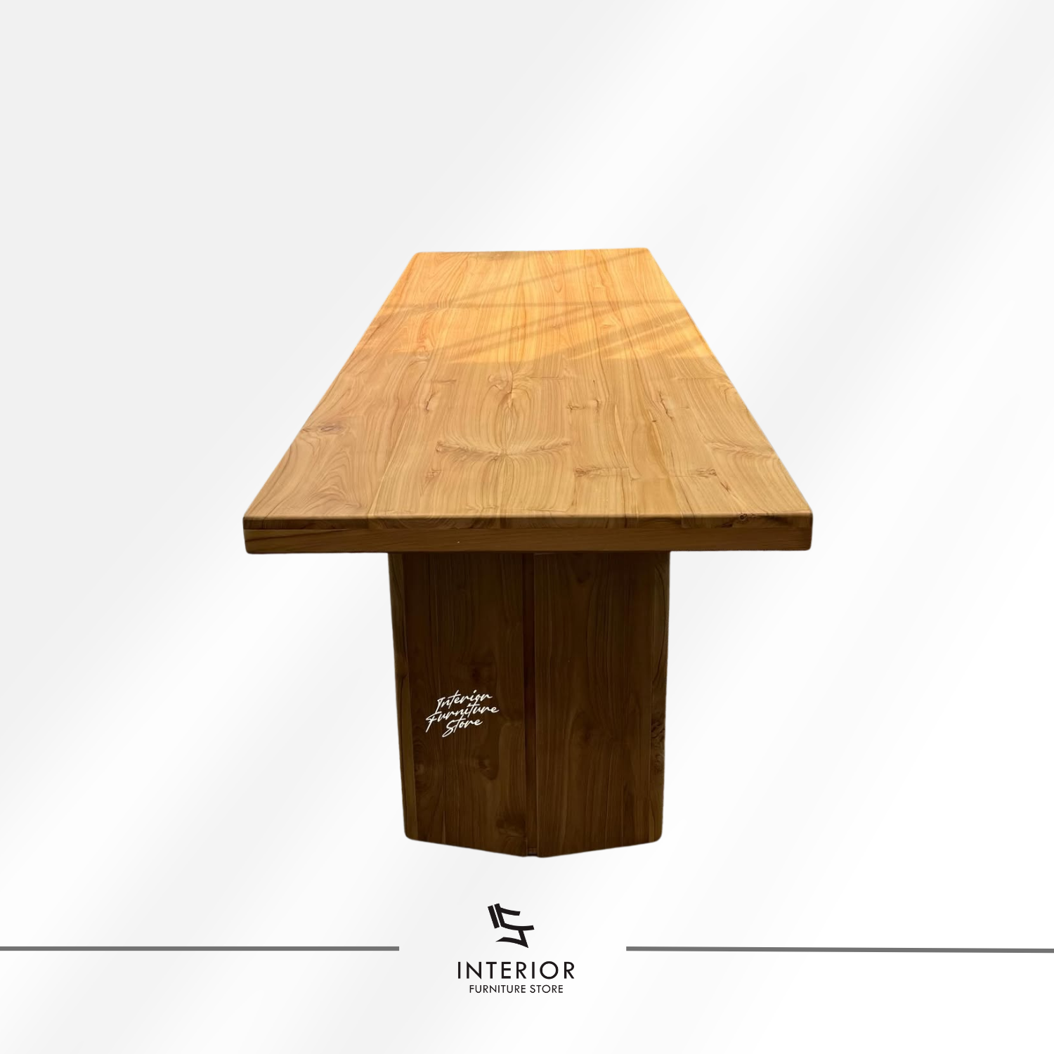 Teaksaka pedestal dining table with solid wood rectangular tabletop