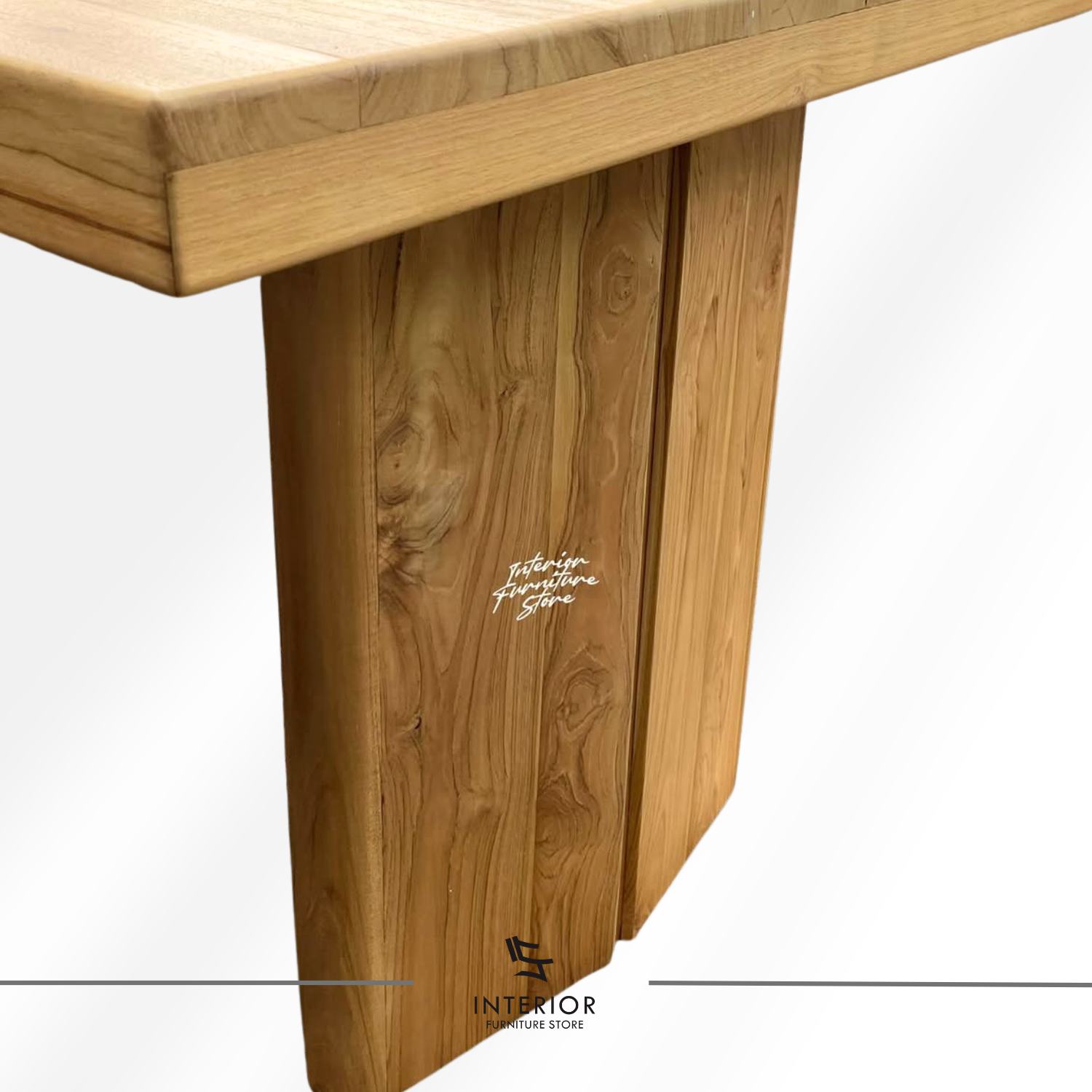 Teaksaka pedestal dining table with solid wood rectangular tabletop