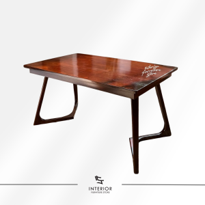 Vijati modern wooden dining table with geometric solid wood legs