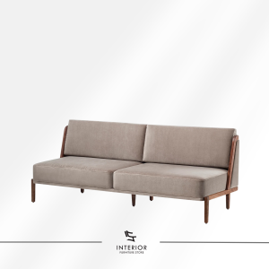 Adirsa modern fabric sofa with soft cushions and natural wooden frame