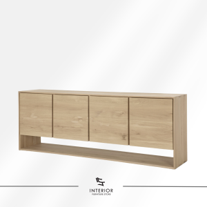 Akeno wooden sideboard with four cabinet doors and interior storage shelves