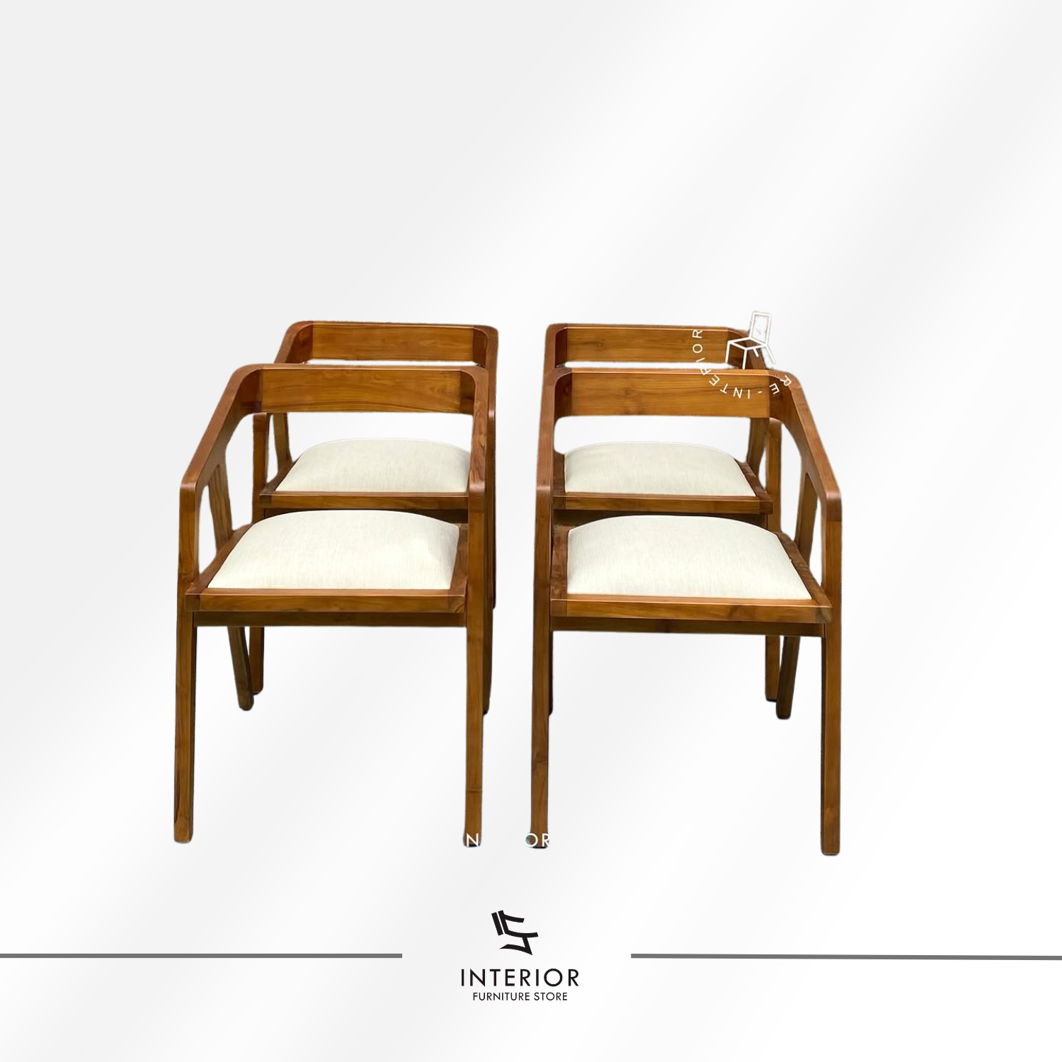Danarsa modern wooden dining armchair with upholstered seat and geometric solid wood frame