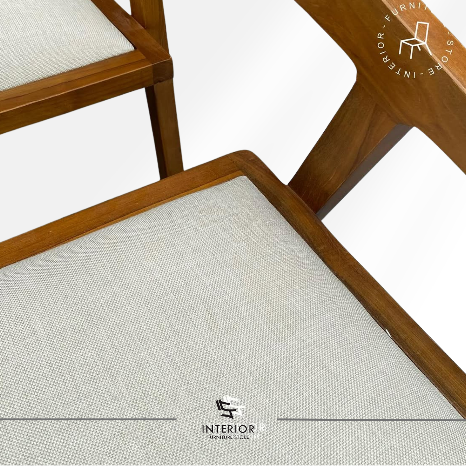 Danarsa modern wooden dining armchair with upholstered seat and geometric solid wood frame