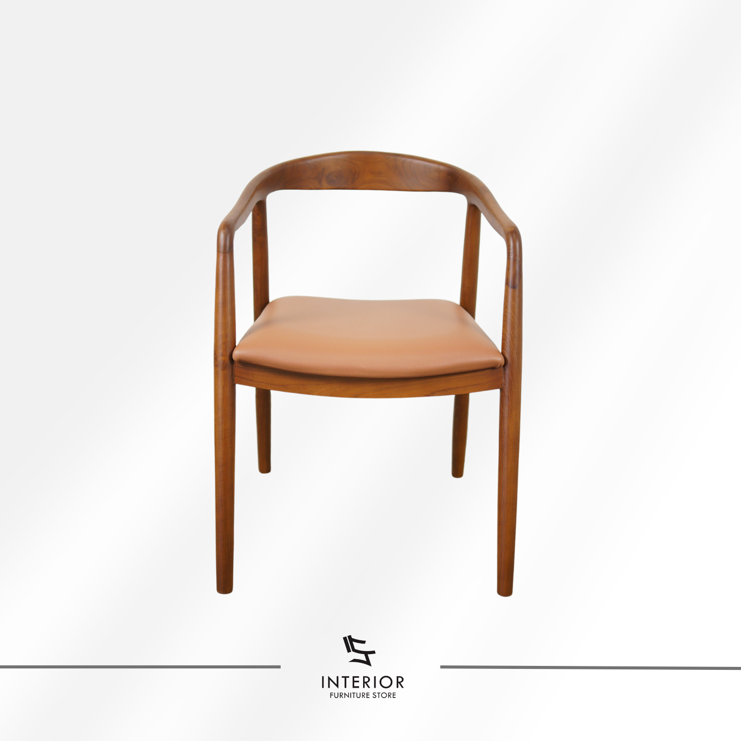 Selly modern wooden dining armchair with upholstered seat and curved solid wood frame