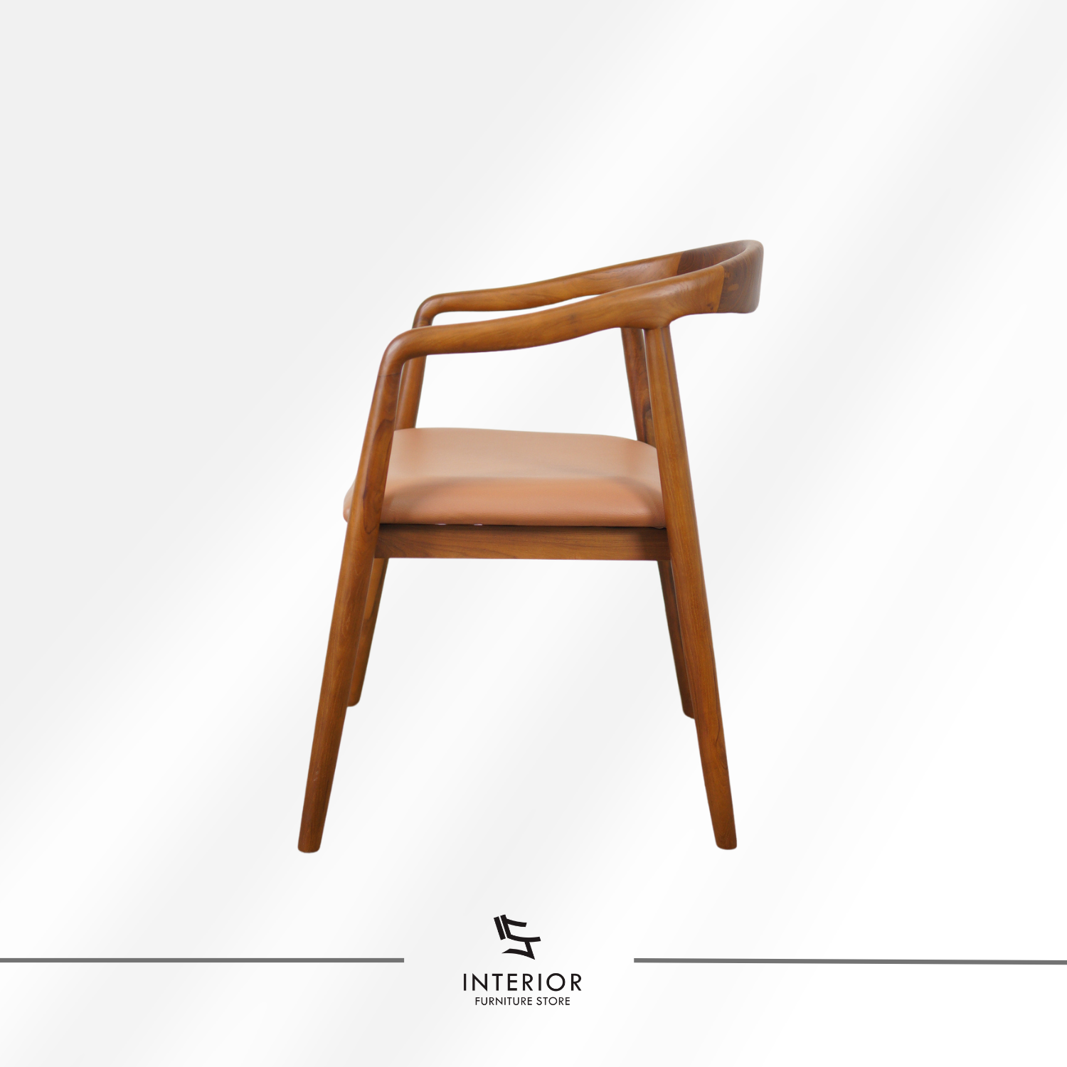 Selly modern wooden dining armchair with upholstered seat and curved solid wood frame