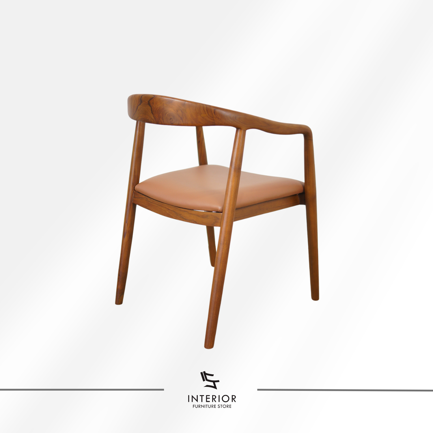 Selly modern wooden dining armchair with upholstered seat and curved solid wood frame