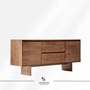 Akiro modern wooden sideboard with two central drawers and interior storage shelves