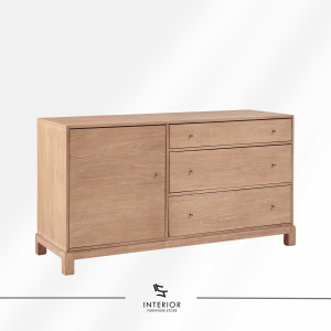 Asera wooden sideboard cabinet with three drawers and enclosed storage