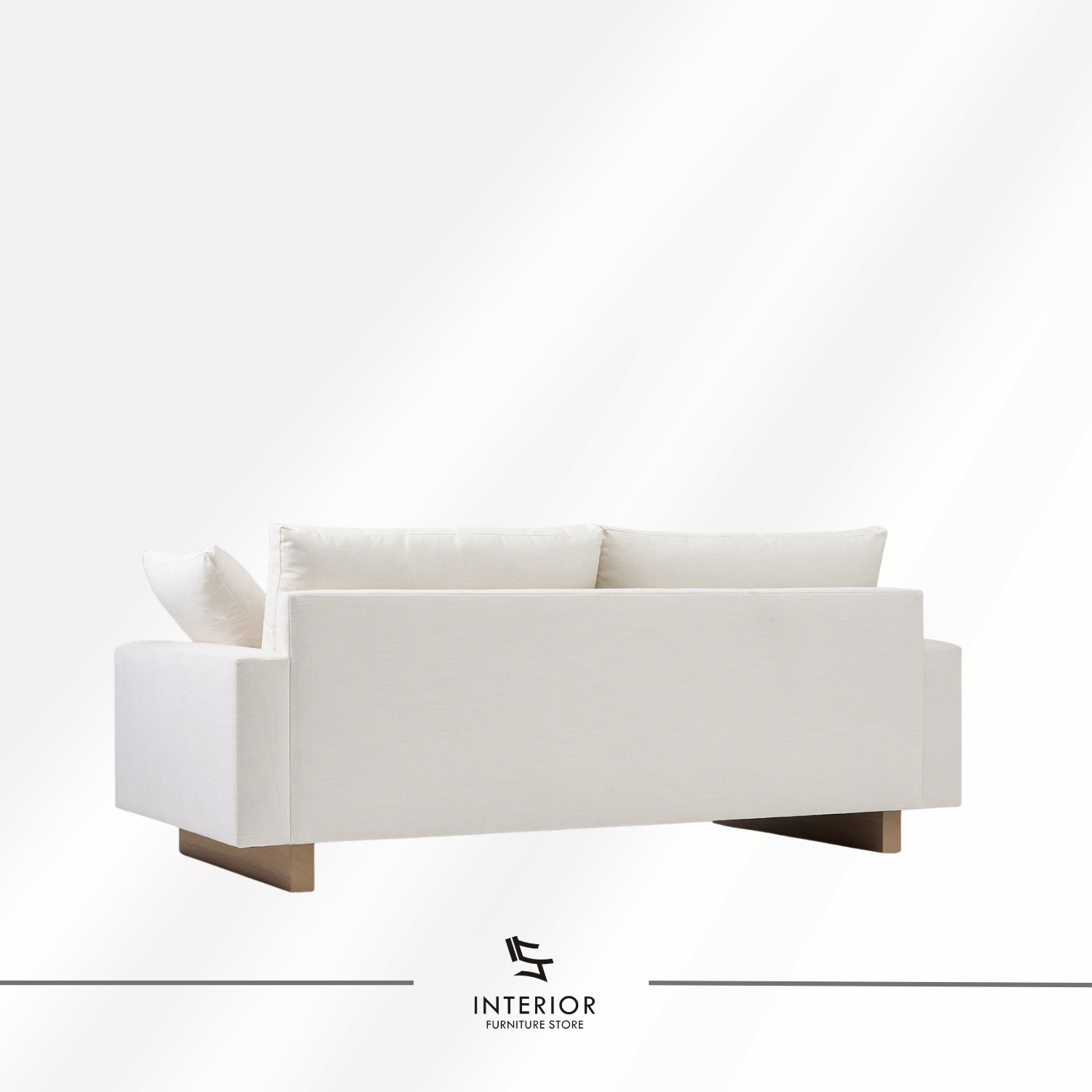 Avelia modern fabric sofa with soft layered cushions and wooden base