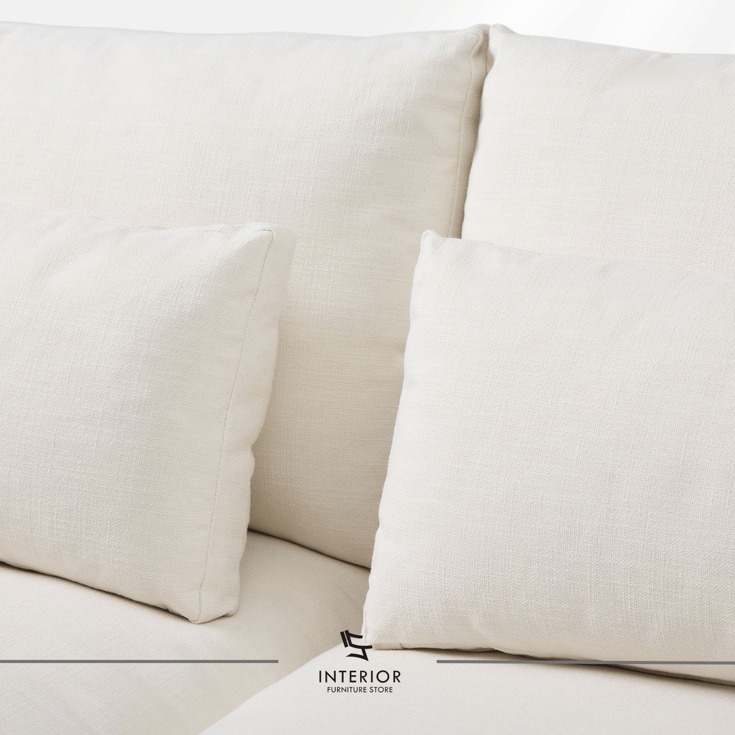 Avelia modern fabric sofa with soft layered cushions and wooden base