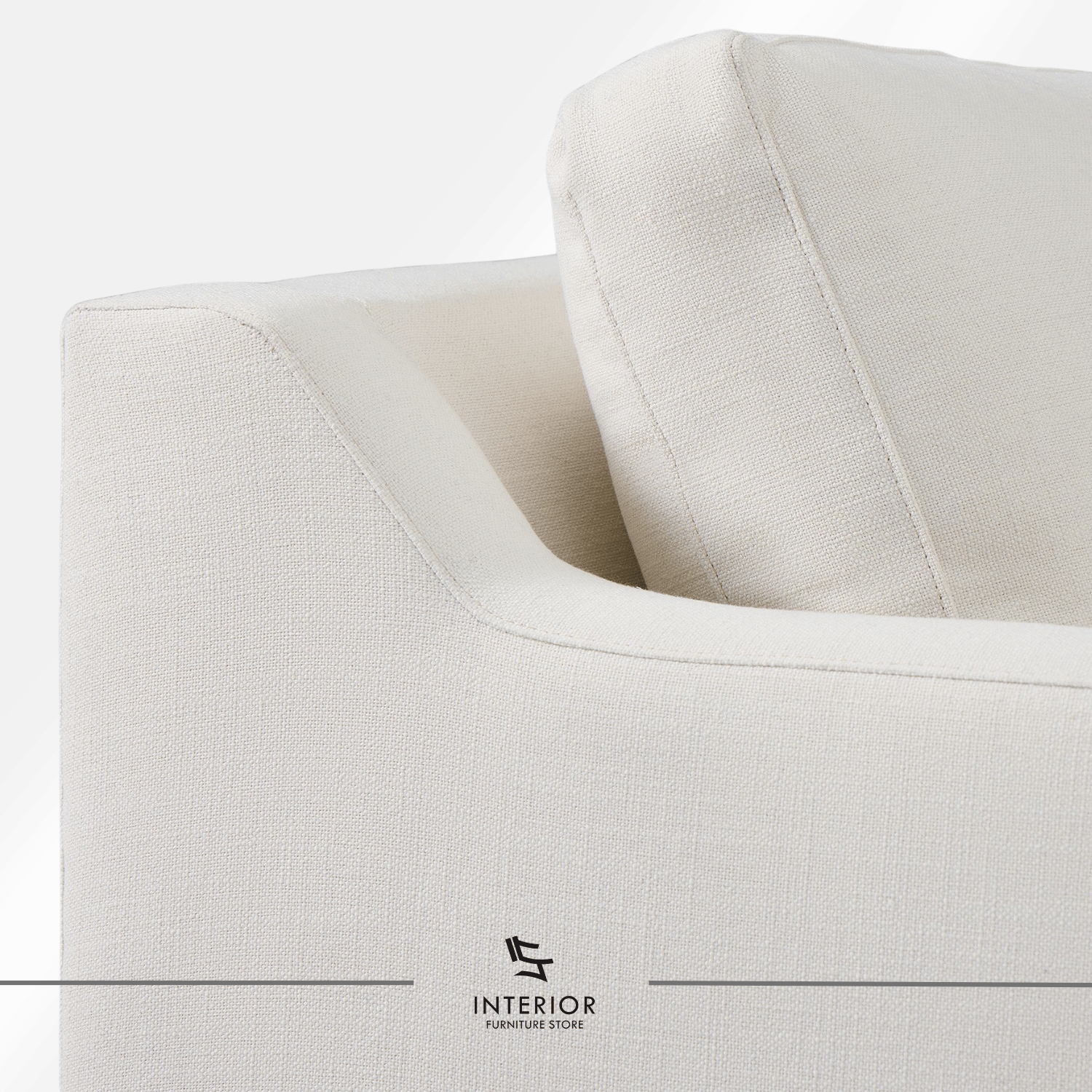 Calira modern upholstered sofa with soft cushions and natural wooden base