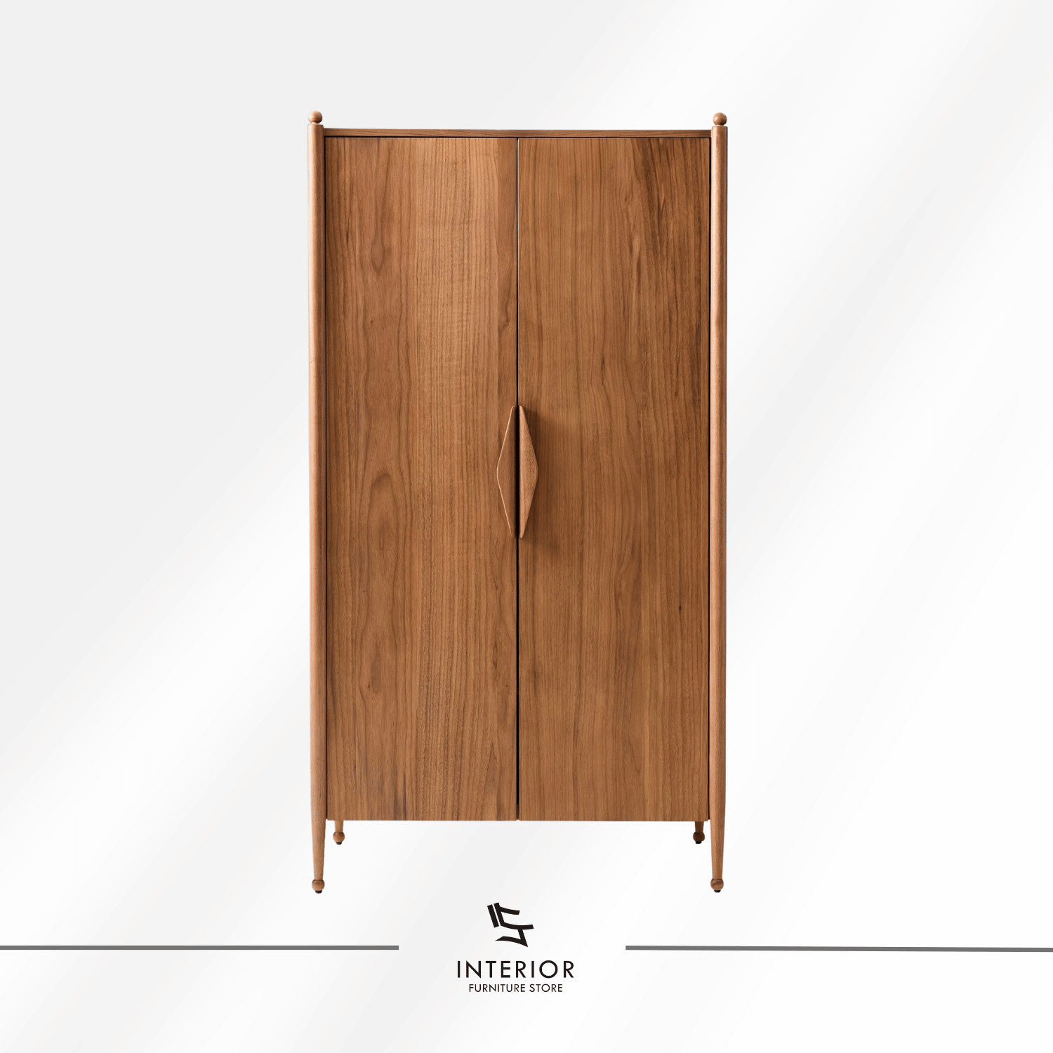 Kayden wooden wardrobe with shelves, hanging rail, and two wooden doors