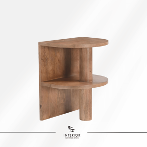 Nolan natural wooden side table with open lower shelf