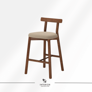 Adiwi padded wooden bar stool with upholstered seat and backrest