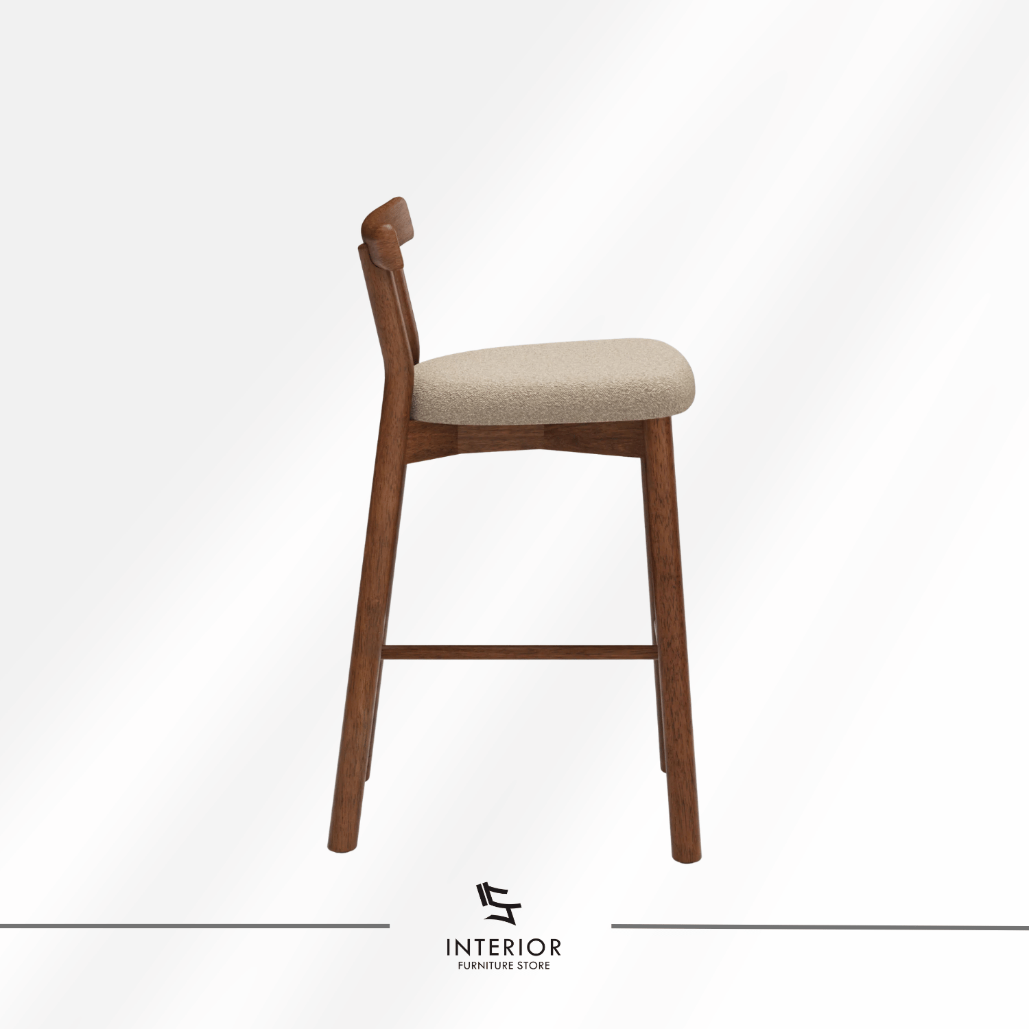 Adiwi padded wooden bar stool with upholstered seat and backrest