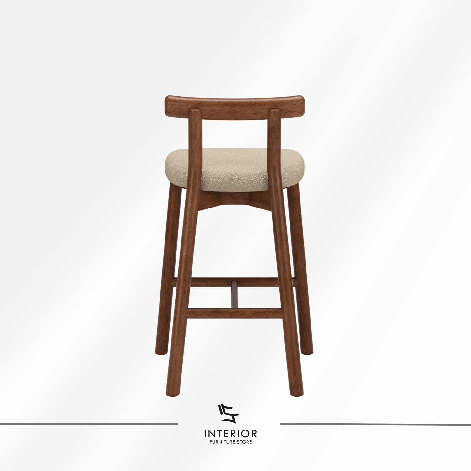 Adiwi padded wooden bar stool with upholstered seat and backrest