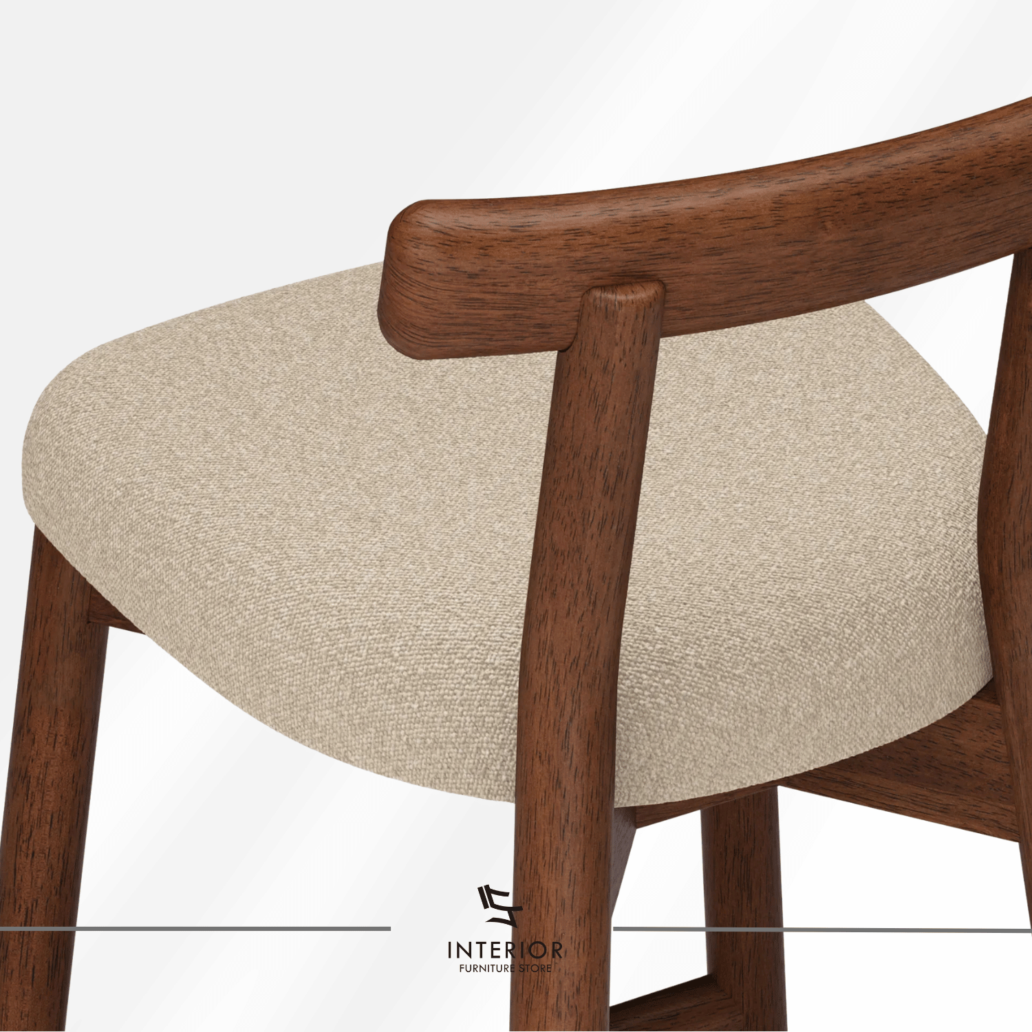 Adiwi padded wooden bar stool with upholstered seat and backrest