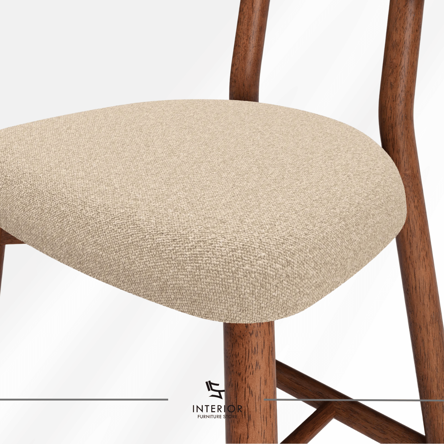 Adiwi padded wooden bar stool with upholstered seat and backrest