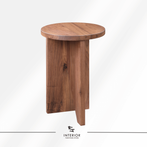 Ayara wooden side table with round tabletop and sculptural wooden base