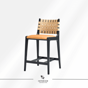 Dania woven back bar stool with padded seat