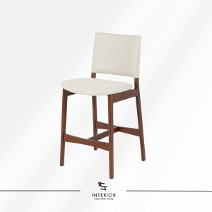 Isvara upholstered wooden bar stool with padded seat and rectangular backrest