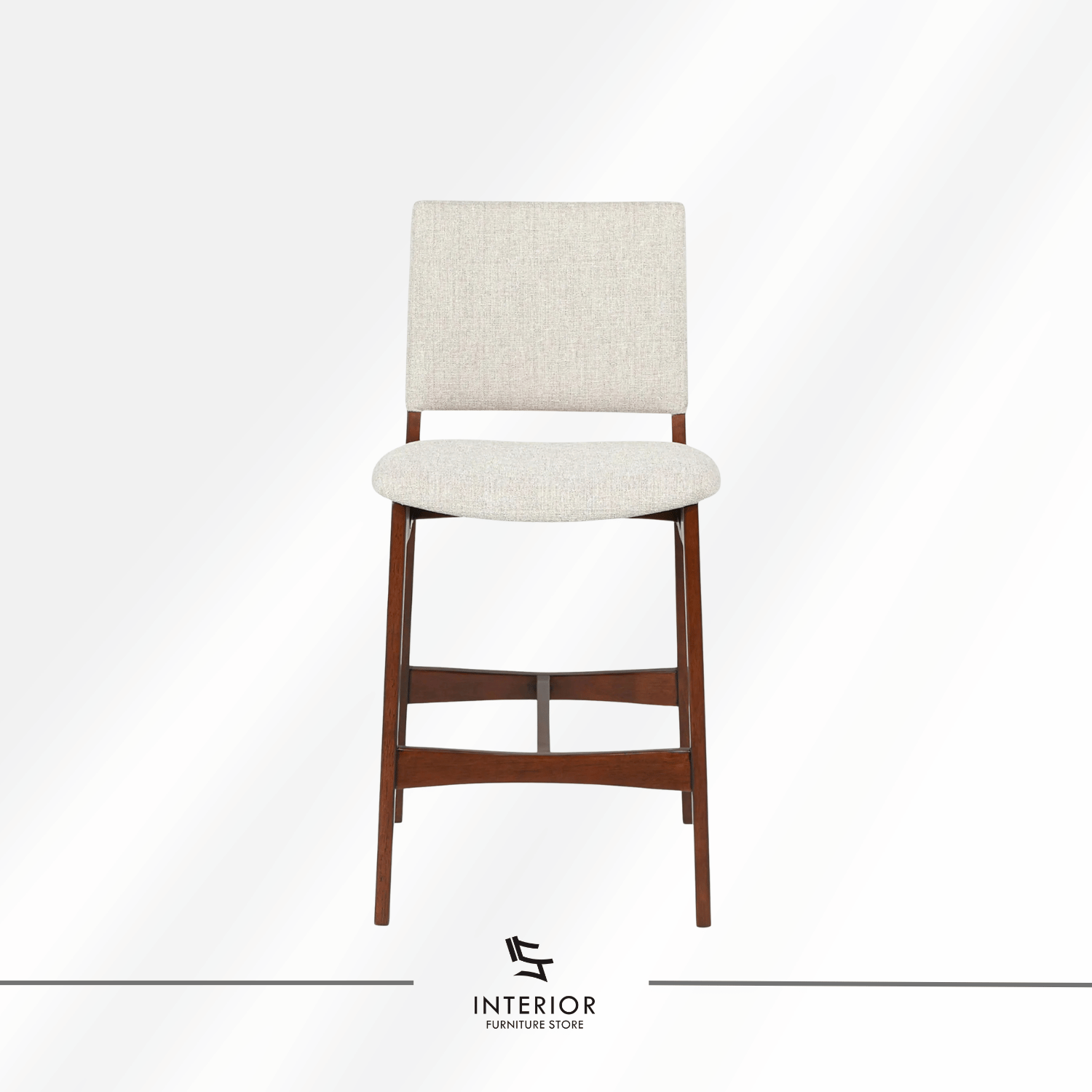 Isvara upholstered wooden bar stool with padded seat and rectangular backrest