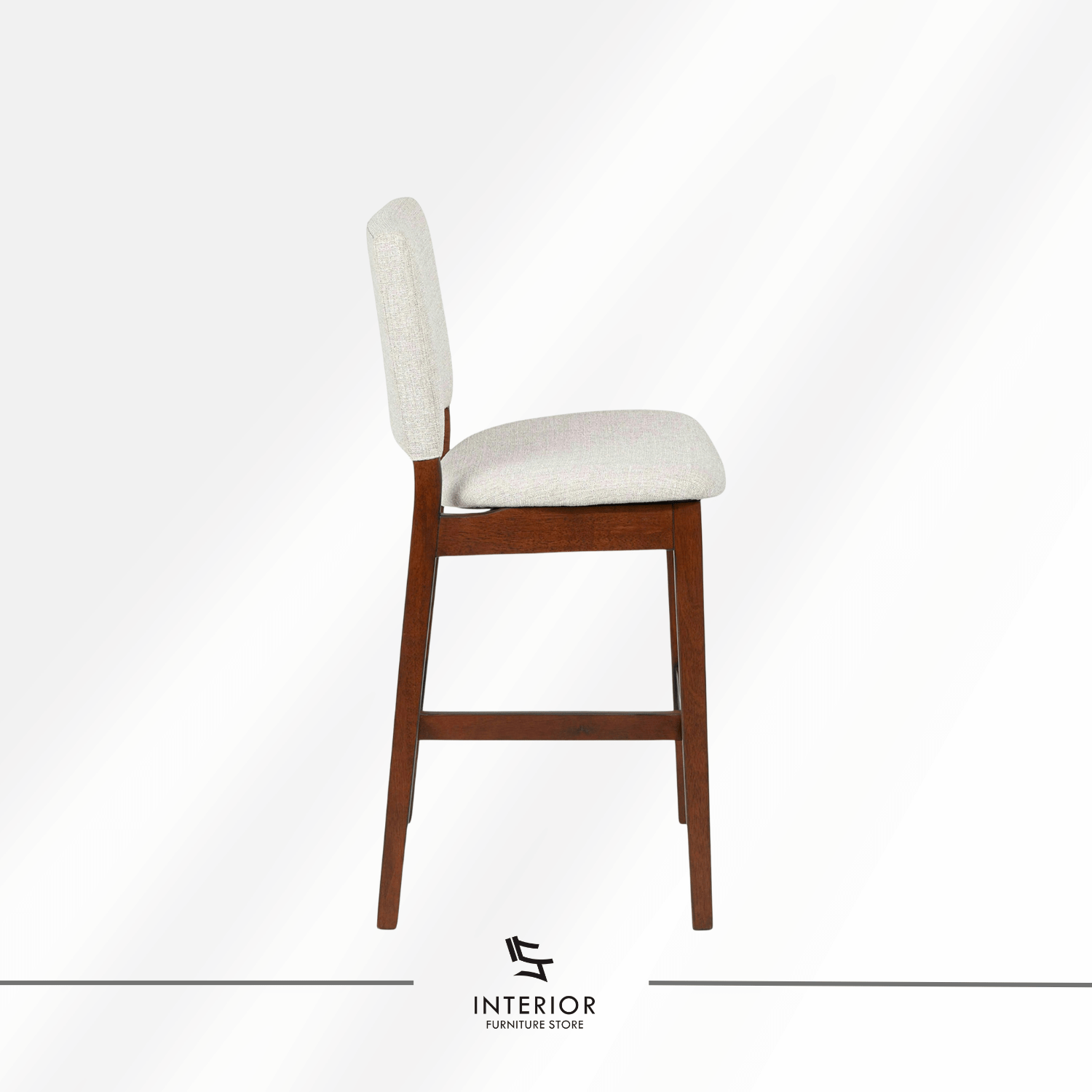 Isvara upholstered wooden bar stool with padded seat and rectangular backrest