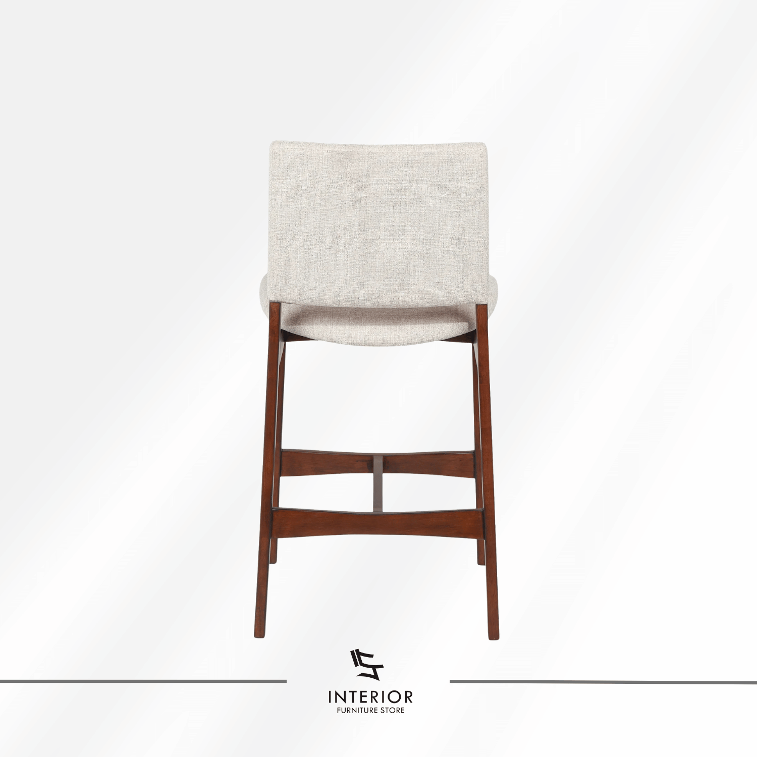 Isvara upholstered wooden bar stool with padded seat and rectangular backrest