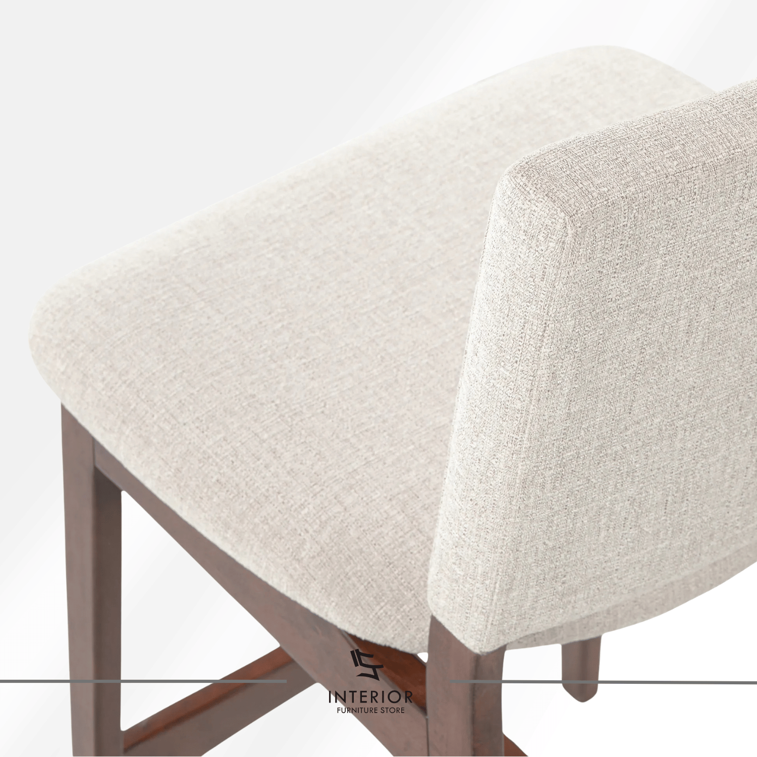 Isvara upholstered wooden bar stool with padded seat and rectangular backrest