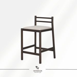 Luca wooden bar stool with cushioned seat and two-bar backrest