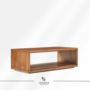 Mirah modern wooden coffee table with a wide open storage shelf