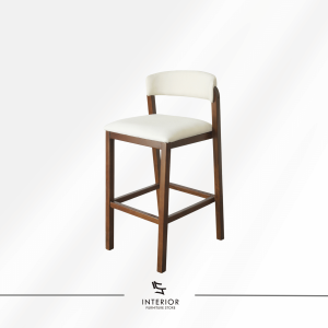 Noura upholstered wooden bar stool with padded seat and backrest
