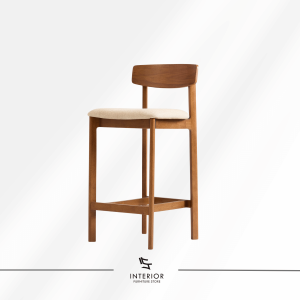 Tama upholstered wooden bar stool with curved backrest